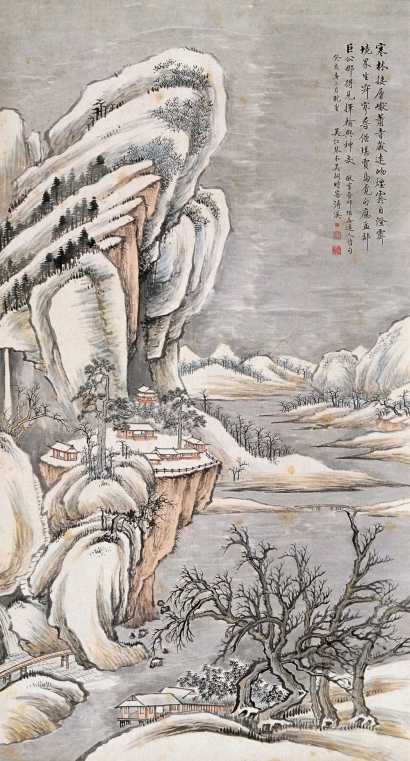吴琴木 1923年作 雪景山水 立轴